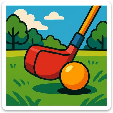 close-up of a park golf club hitting a ball with vibrant colors sticker