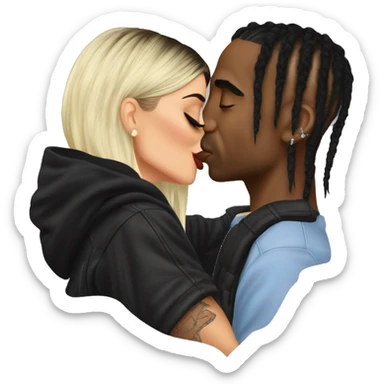 Kylie Jenner kissing Travis Scott  sticker