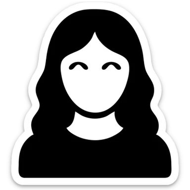 solid filled icon of a woman with long blonde wavy hair and green eyes sticker