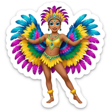 bailarina de samba de brasil cuerpo entero bailando sticker