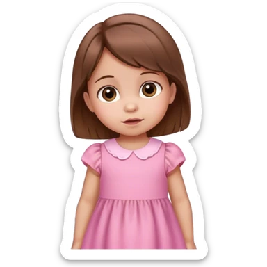 A baby with brown hair that’s a girl in the pink dress on top of the skyscraper sticker