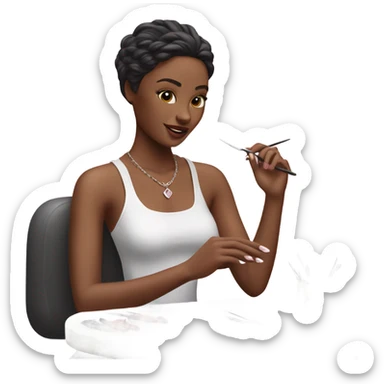 realistic model girl doing manicure sticker