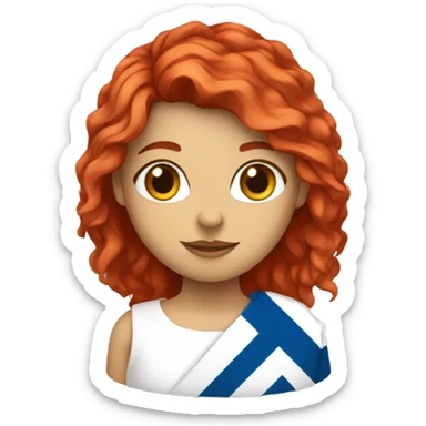a red hair female on summit and greek flag sticker
