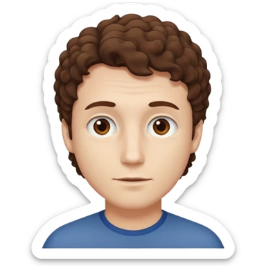 Create an emoji of a man with white skin and short brown but slightly curly hair sticker