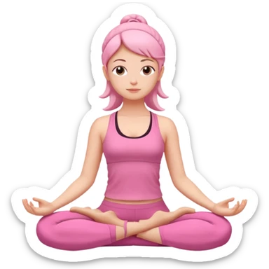 girl meditating with pink yoga set  sticker