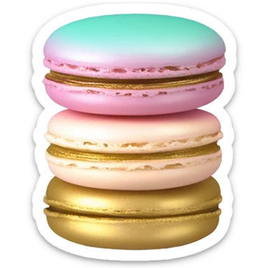 Realistic pastel ombre macaron with shiny metallic gold filling in the center. sticker