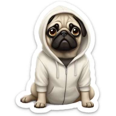 Pug in hoodie sticker