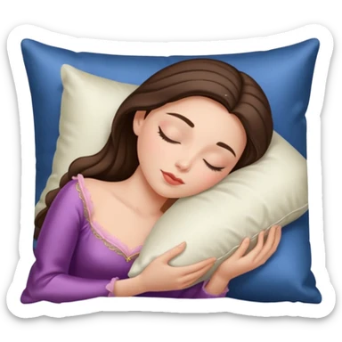 sleeping beauty brunette white girl with a silk pillow sticker