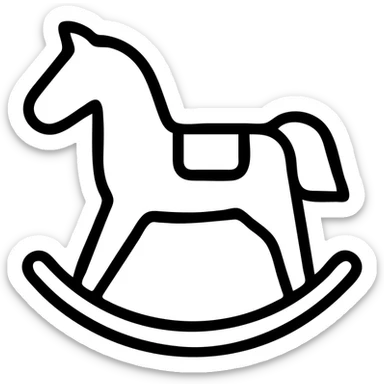 outlined rocking horse icon sticker
