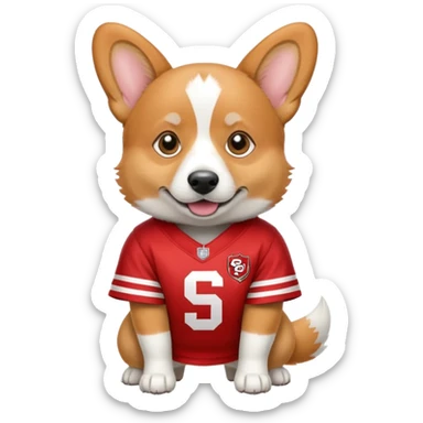 Corgi in SF forty-niner Jersey sticker