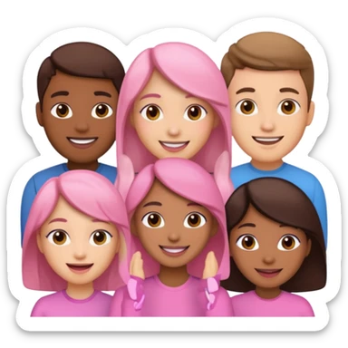 pink video call between people sticker