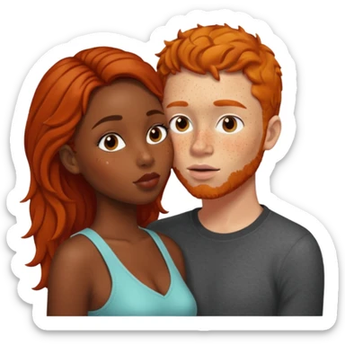 Black girl kissing ginger man sticker