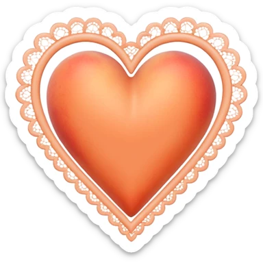 cute peach colored heart with lace trimming sticker