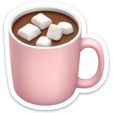 Light Pink mug of hot chocolate with marshmallows  sticker