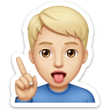 Tongue out middle finger eye roll sticker