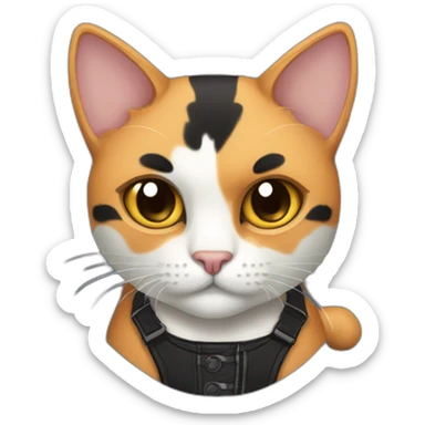 Halloween Meowscles is a buff anthropomorphic calico  cat  he has a shadow design with black  jeans sticker