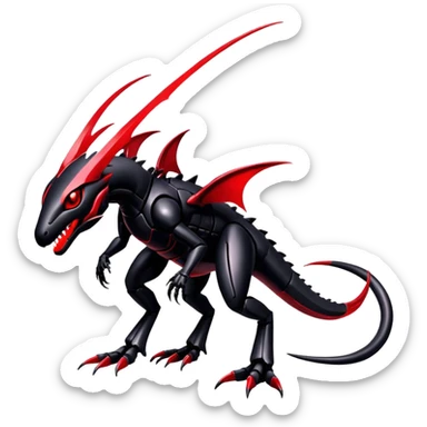 Shiny Exotic Edgy Badass Gothic Cool epic Futuristic Salandit-Genesect-Koraidon-Fakémon-hybrid-creature (full body)  sticker