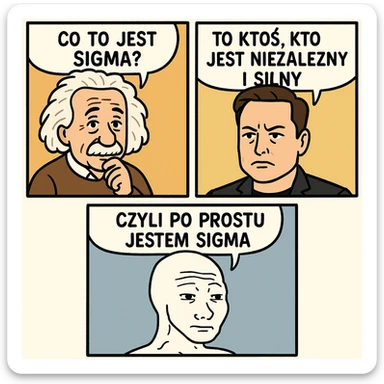 zrób komis, że ktoś jest "sigma" żart. Inspiruj się zanymi twarzami (in polish language) sticker