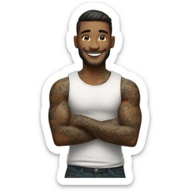 tattooed man smiling with arms crossed sticker