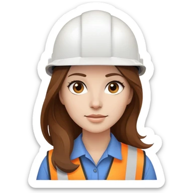 Female engineer with white safety helmet and long hair sticker