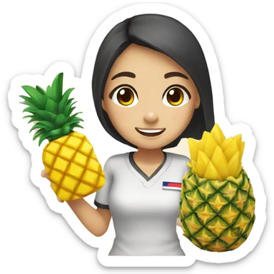 Thailand girl student with pineapple rice sticker