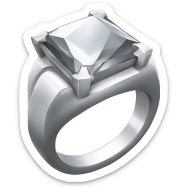 silver ring with a diamond, not big, not very shiny on a white background sticker