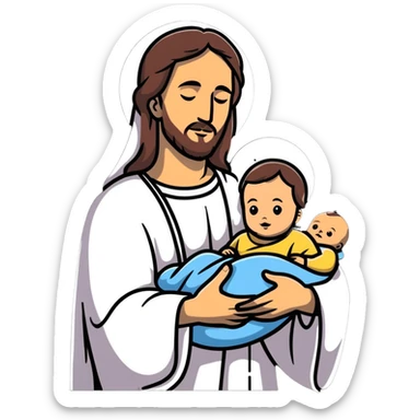 Jesus holding baby boy sticker