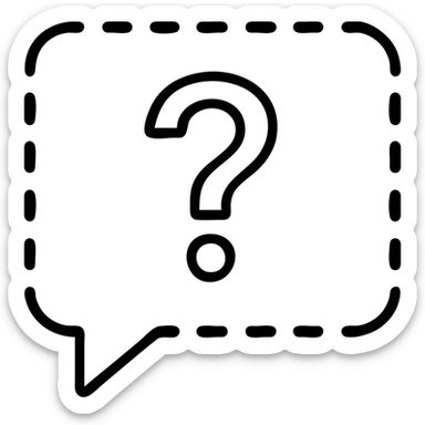 icon for 'Prefer not to answer', speech bubble with a dashed outline and a question mark inside, soft gray tones sticker