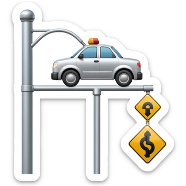 A 3D cartoon street sign showing a towing symbol, on a metal pole, clean background, Memoji-style rendering. sticker