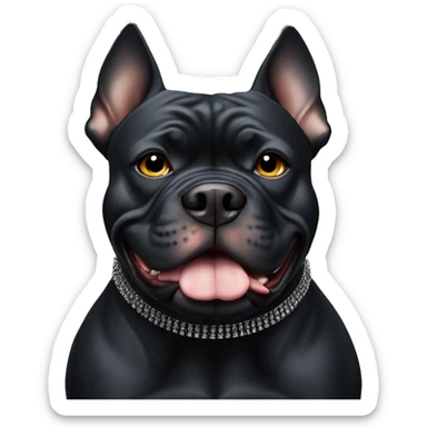 all black American bully wearing a black spiked collar sticker