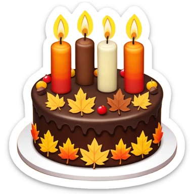 birthday cake with fall leafs and candles  sticker