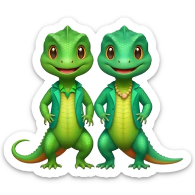 Lizard couple wear cute clothes  sticker
