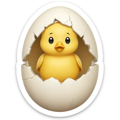cartoon chick sitting inside a eggshell sticker