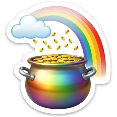 Pot of gold at end of rainbow sticker