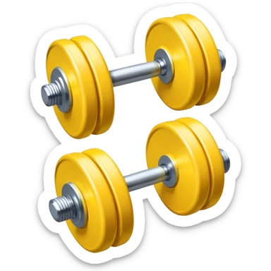 Generate a high-quality emoji of a yellow dumbbell, realistic color and shading, smooth gradient colors, no facial features, no brand markings, simple white background, high-resolution.
 sticker