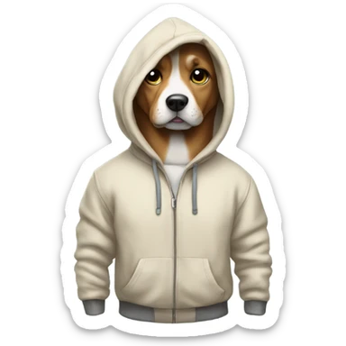 Dog wears a hoodie sticker