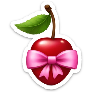 Cherries with pink bow sticker