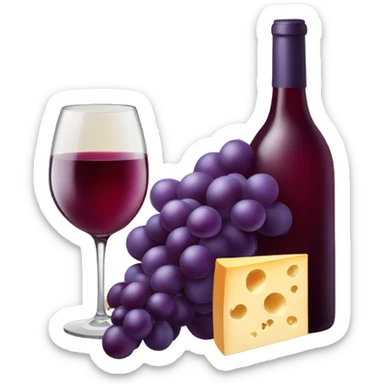 Wine, cheese, grapes sticker