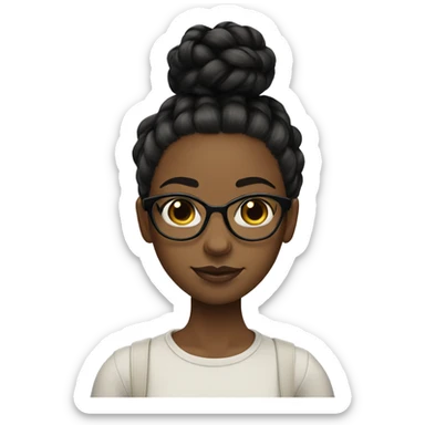 A black girl with braided high bun  wearing glasses big dark eyes sticker