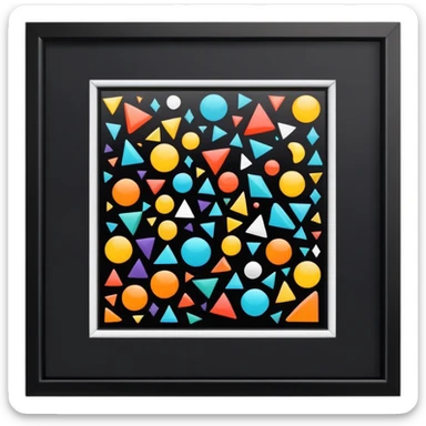 framed digital artwork with abstract vector shapes inside sticker