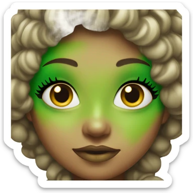 Girl with pickle costume and green makeup sticker