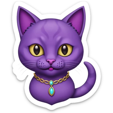 Scary purple cat fully black eye and with mouth a moon Nekless sticker