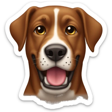 A big brown dog with giftin mouth sticker