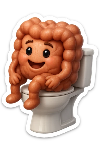 EMOJI STILE IPHONE 3D DI intestino felice seduto sul wc  FALLO MOLTO REALISTICO IN 3D sticker