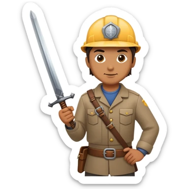 Railway engineer with a sword sticker