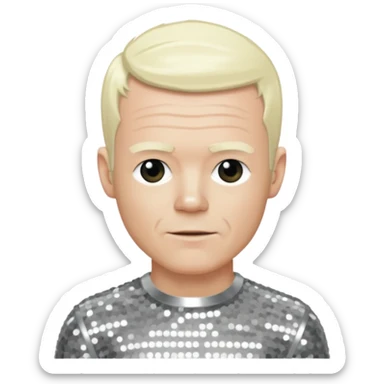 Jimmy Somerville with platinum blonde hair, silver sequin outfit sticker