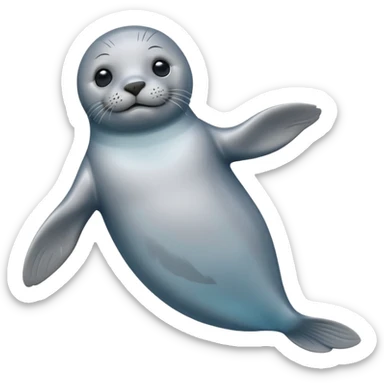 A 3D cartoon seal swimming with visible flippers, calm blue water, soft sunlight, Memoji-style realism. sticker