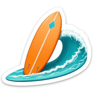 1 orange Surfboard with wave sticker
