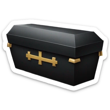 a black coffin with a cross sticker