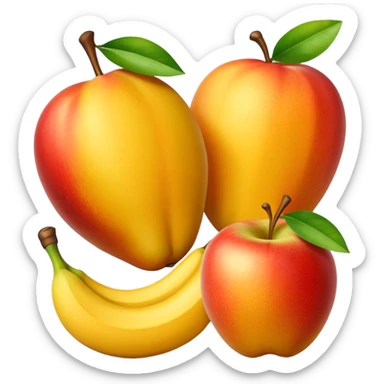 Mango banna apple orange together pic in one frame in professional look sticker